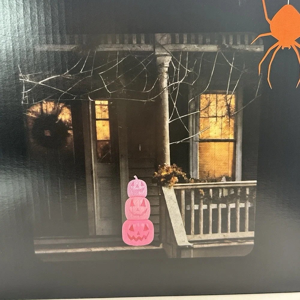 Pink Stacked Jack O Lantern Pumpkins Halloween Decor 23